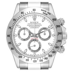 Used Rolex Daytona White Dial Chronograph Steel Mens Watch 116520 Box Papers