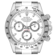 Rolex Daytona Weißes Zifferblatt Chronograph Stahl Herrenuhr 116520 Box Papiere