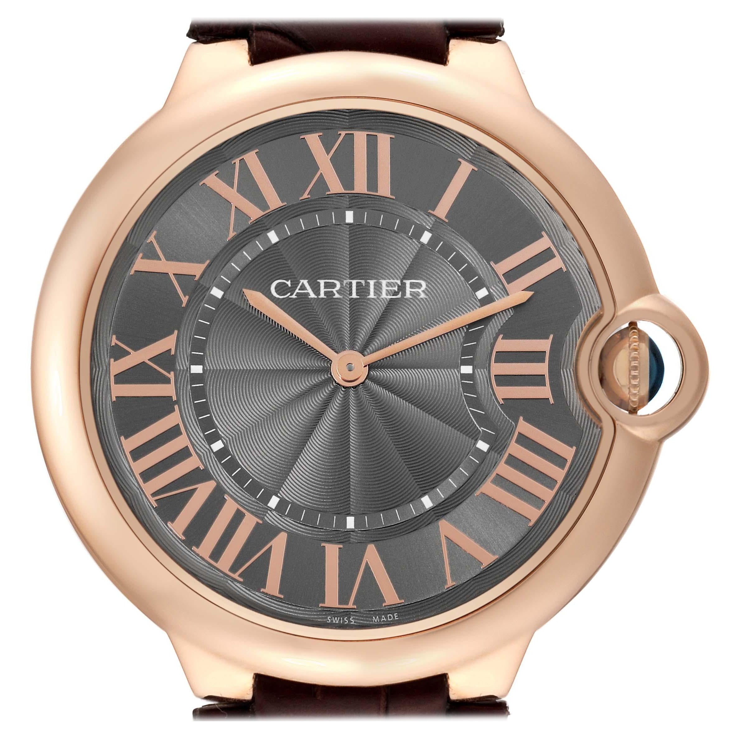 Cartier Ballon Bleu Rose Gold Grey Dial Mens Watch W6920089 For Sale