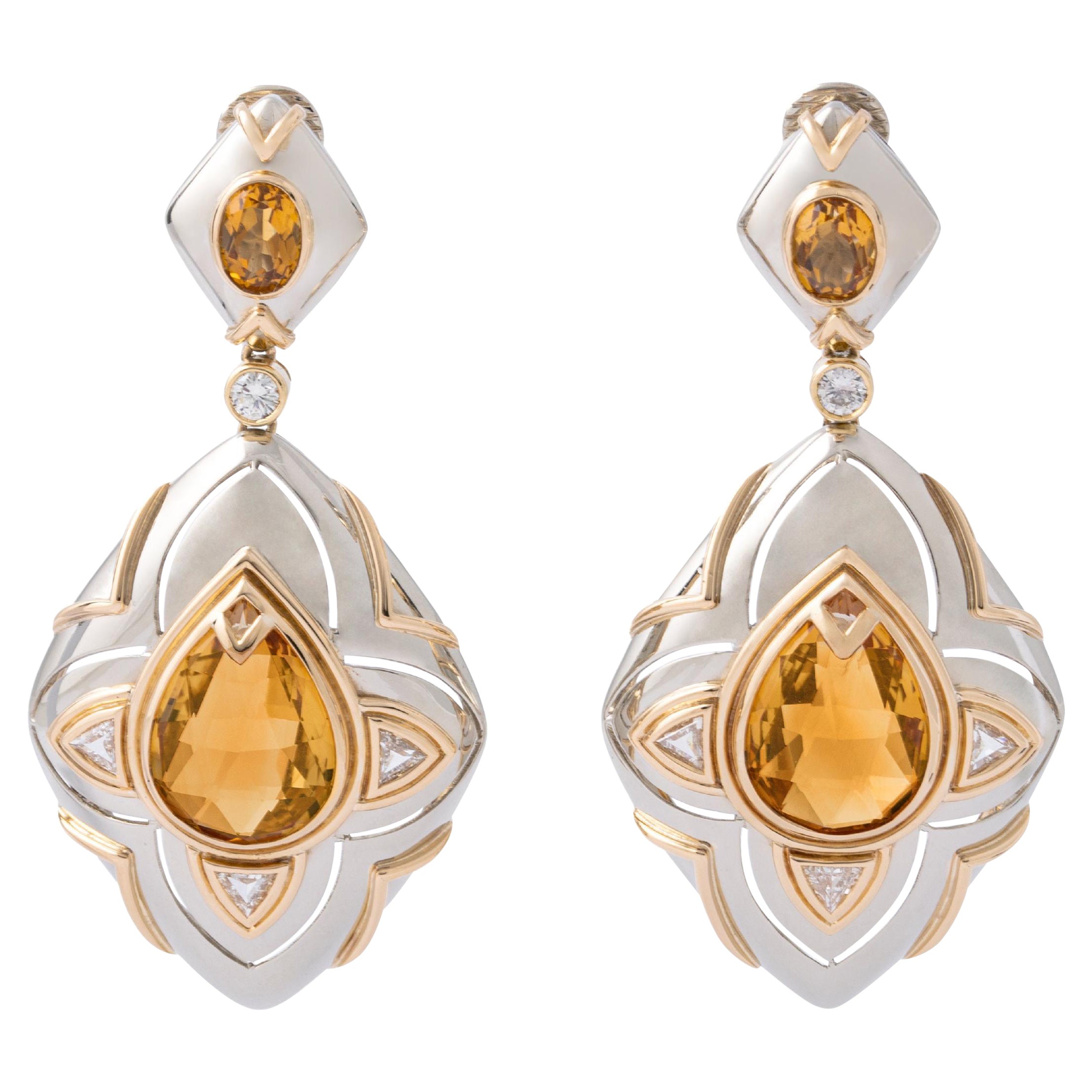 Colgantes Repossi Citrino Diamante Oro Blanco y Amarillo 18K en venta