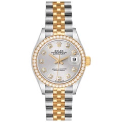 Used Rolex Datejust Steel Yellow Gold Diamond Ladies Watch 279383 Unworn