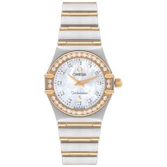 Omega Constellation 95 Mother Of Pearl Diamond Yellow Gold Steel Ladies Watch