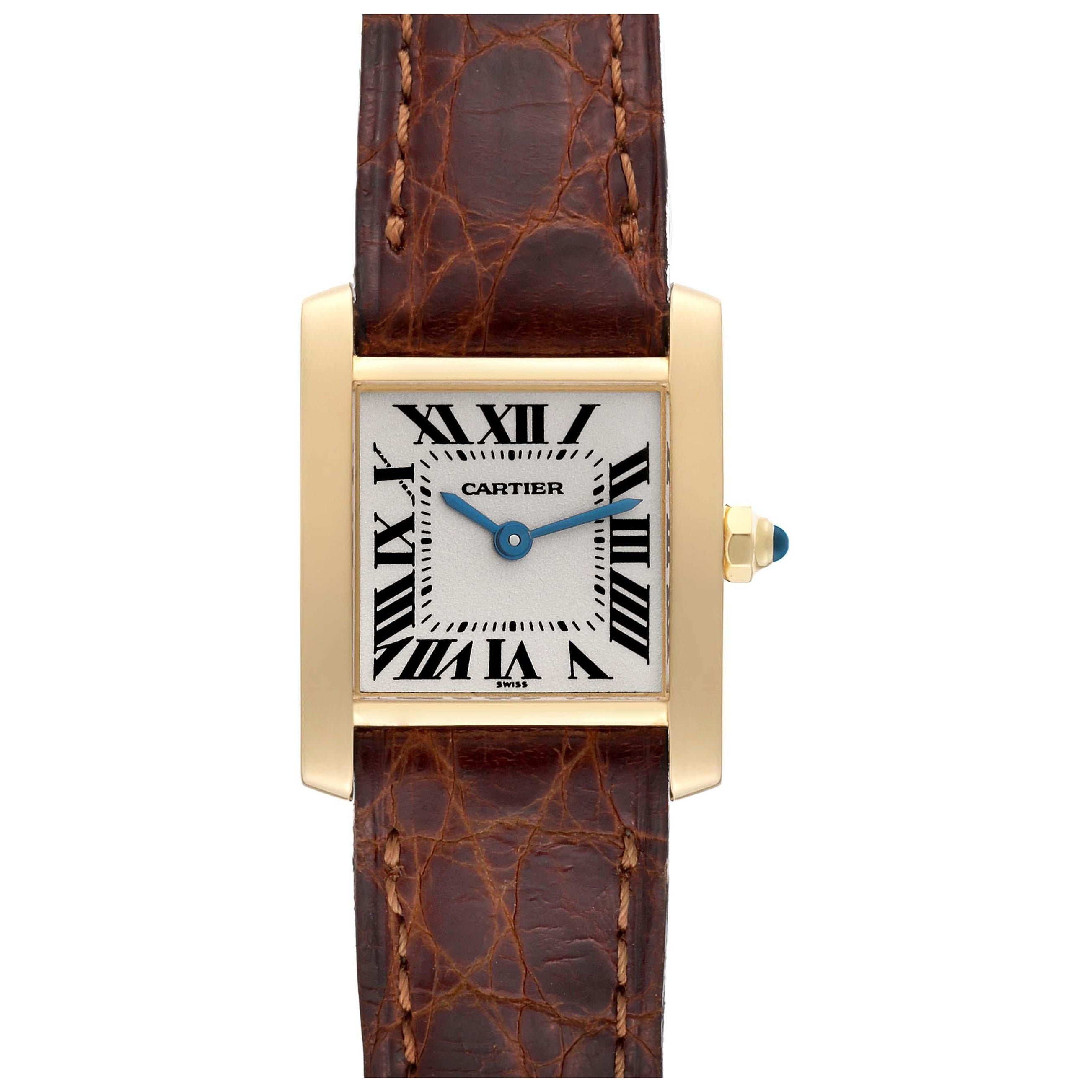 Cartier Tank Francaise Yellow Gold Brown Strap Ladies Watch W5000256