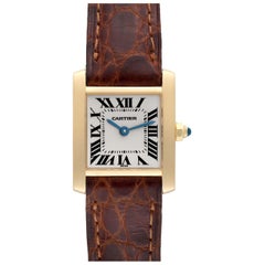 Cartier Montre Tank Francaise à bracelet en or jaune et marron pour femmes W5000256