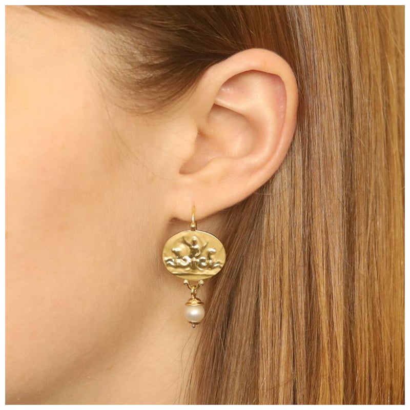 Tagliamonte Cultured Pearl Neptune Dangle Earrings - Yellow Gold 18k Mythology