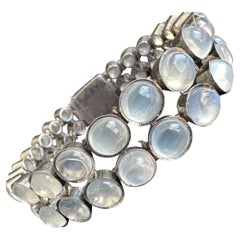 Vintage Moonstone Dot Sterling Silver Bracelet