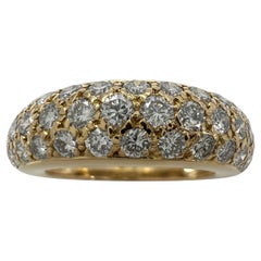 Rare Vintage Cartier Pavé Diamond 18k Yellow Gold Band Dome Ring 49