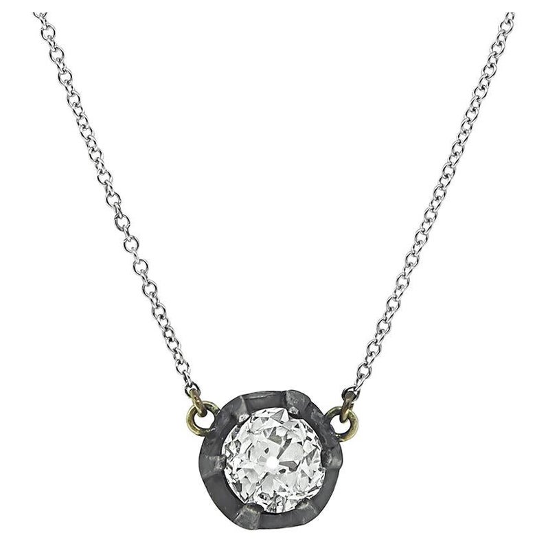 Vintage 1.26ct Diamond Pendant Necklace For Sale