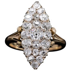 Victorian Marquise Shaped Cluster Ring Circa 1890