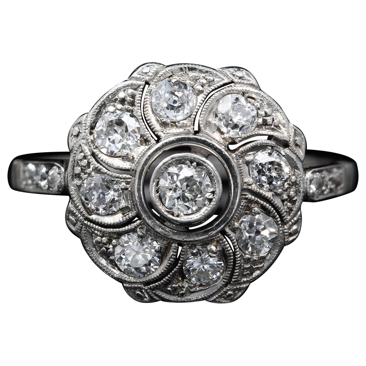 Art DEco Diamond Cluster Ring Circa 1930 For Sale