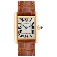 Cartier Tank Louis Small Yellow Gold Brown Strap Ladies Watch W1529856