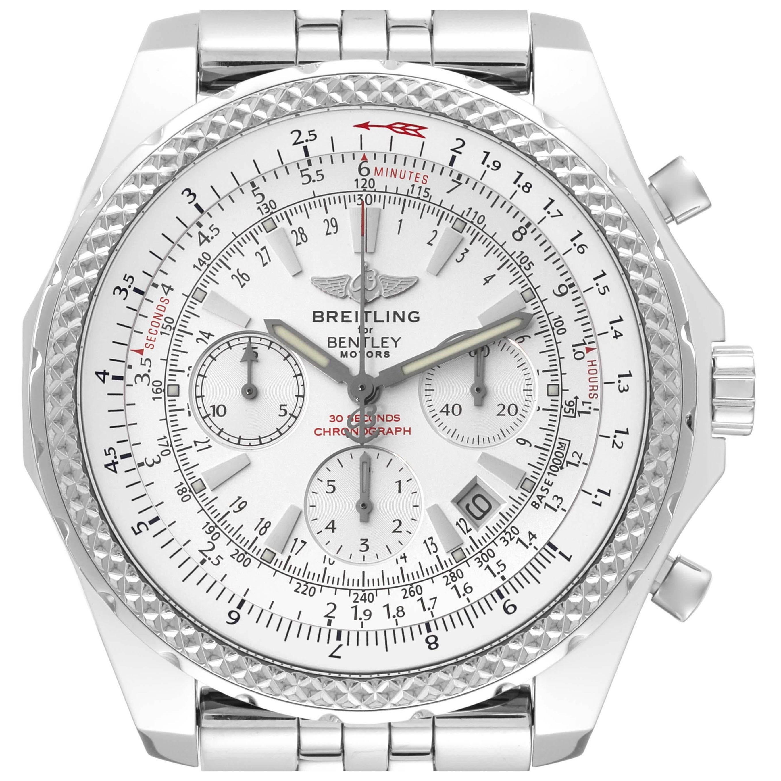 Breitling Bentley Motors Silver Dial Steel Chronograph Mens Watch A25362