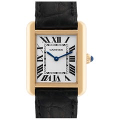 Cartier Montre Tank Solo en or jaune avec cadran en acier et argent, pour femmes W5200002