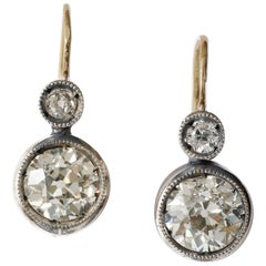 Antique 2.74ct dormeuse old european cut diamond earrings