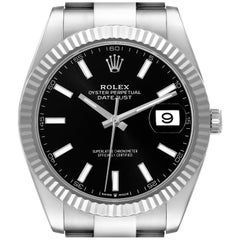 Rolex Datejust 41 Steel White Gold Black Dial Mens Watch 126334 Unworn