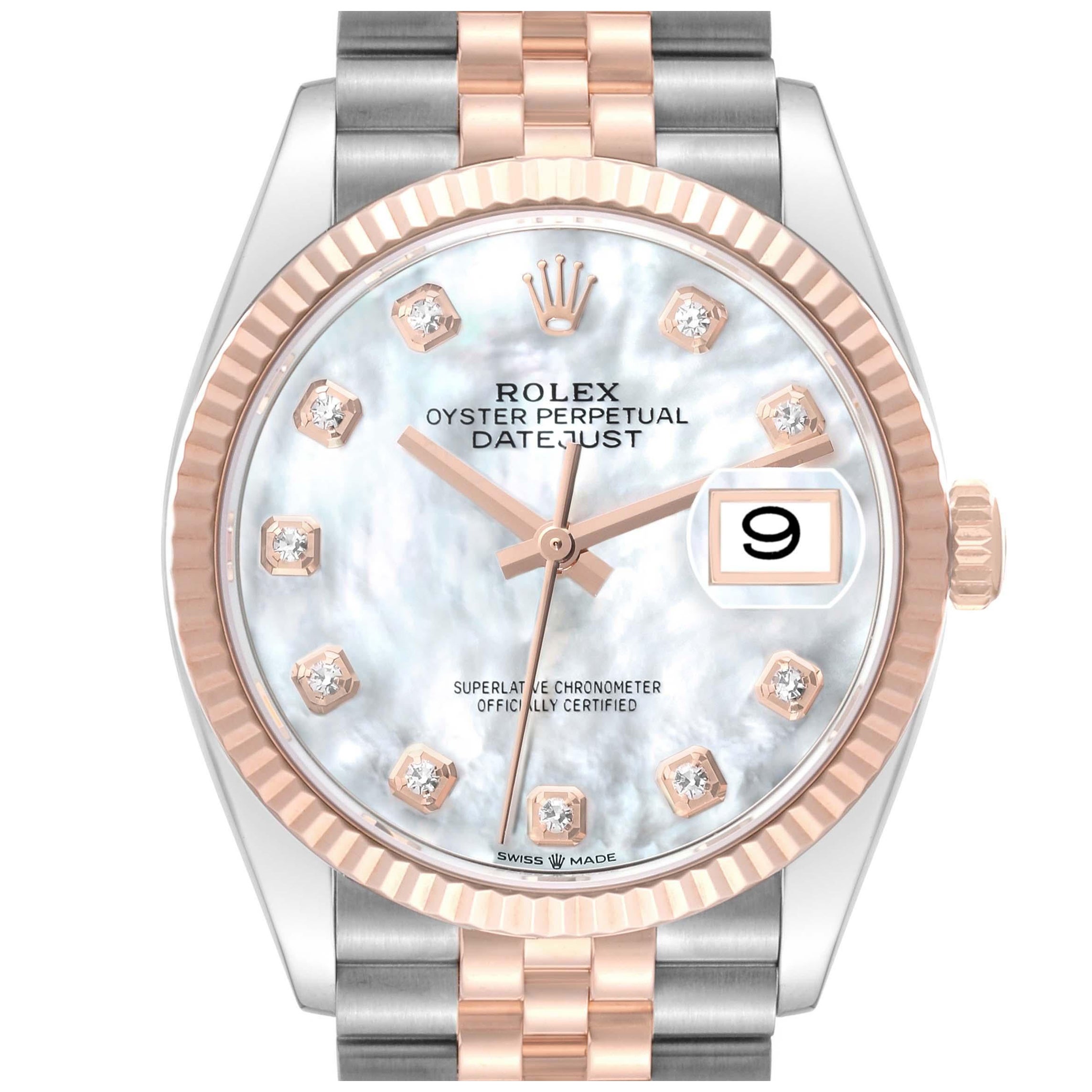 Rolex Datejust Mother of Pearl Diamond Dial Steel Rose Gold Mens Watch 126231