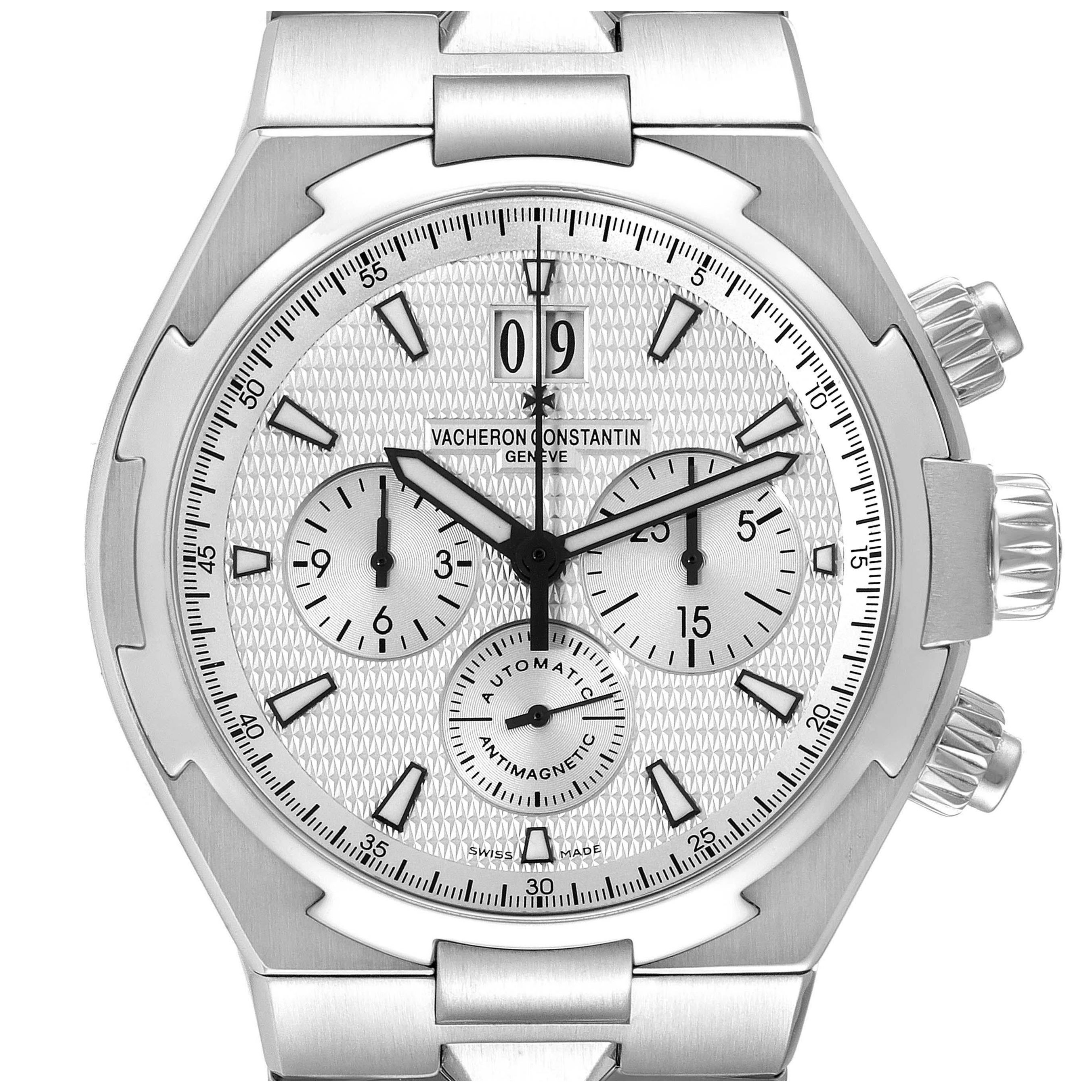 Vacheron Constantin Overseas Silver Dial Chronograph Mens Watch 49150 Papers For Sale