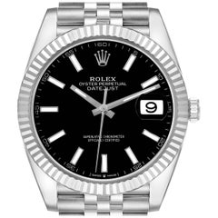 Rolex Datejust 41 Steel White Gold Black Dial Mens Watch 126334