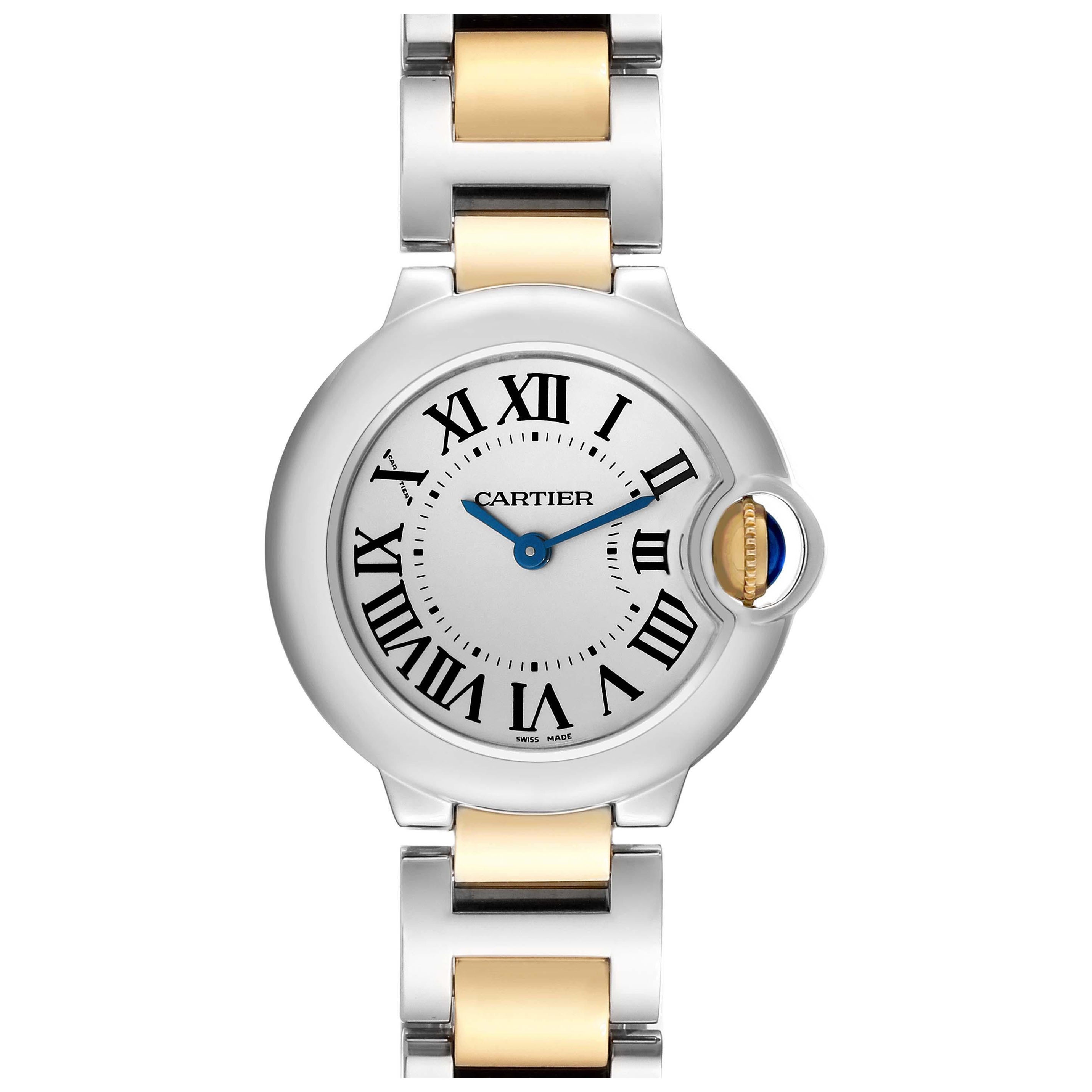 Cartier Ballon Bleu 28mm Steel Yellow Gold Ladies Watch W69007Z3 For Sale