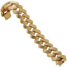 French 1940's Chic gold herringbone pattern bracelet