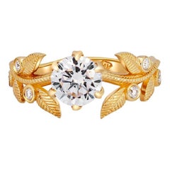 Used Flora engagement ring with with round moissanite in 14k gold