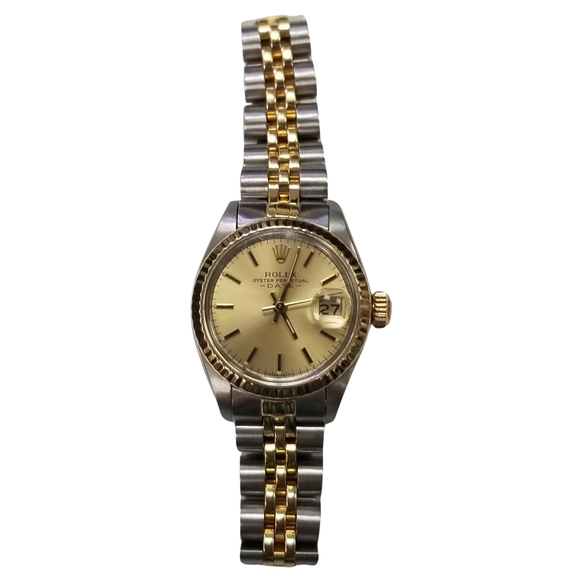 Rolex 26mm 14k Gelbgold und Edelstahl Jubiläum Perpetual Datejust im Angebot