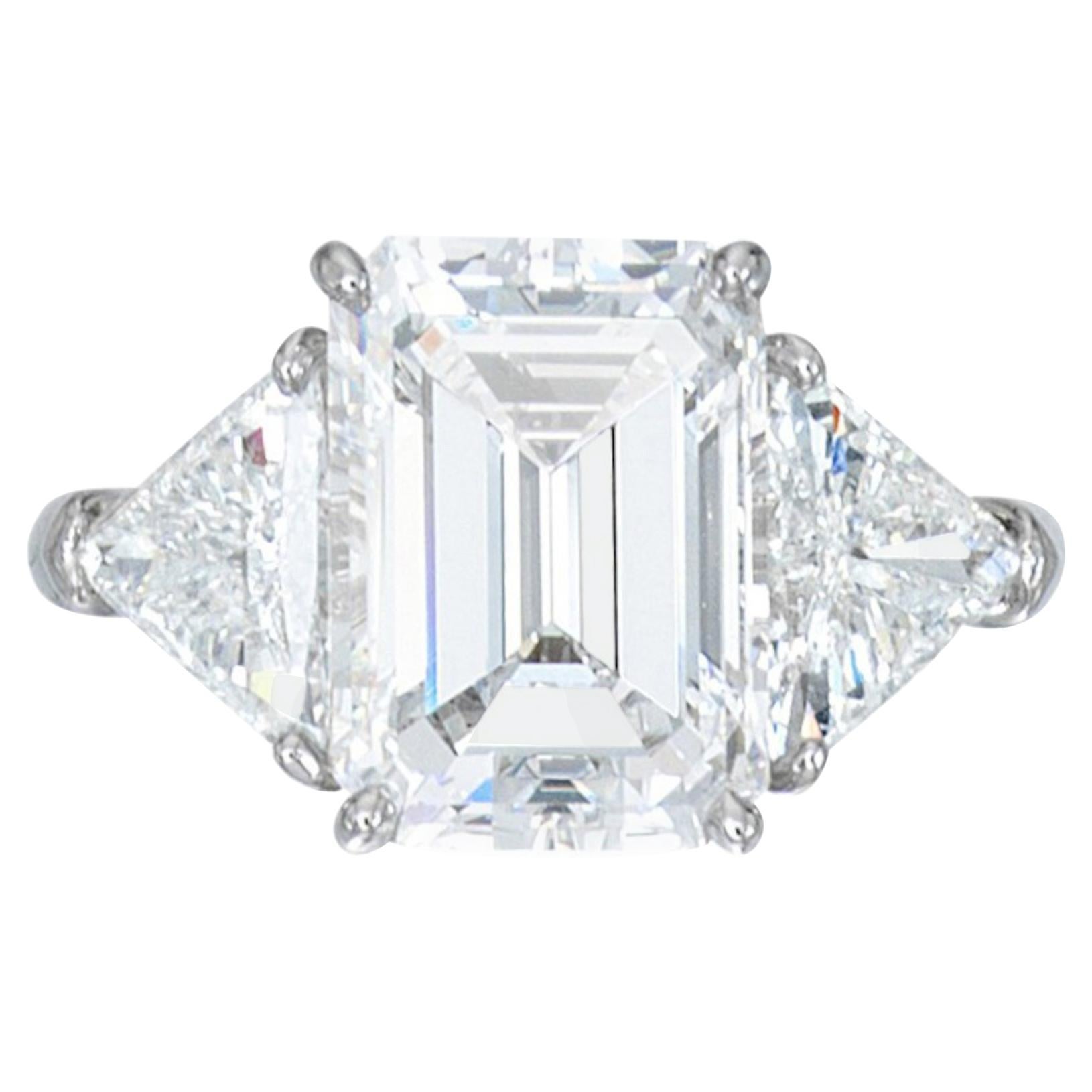 GIA Certified 3 Carat Emerald Cut Diamond Platinum Ring