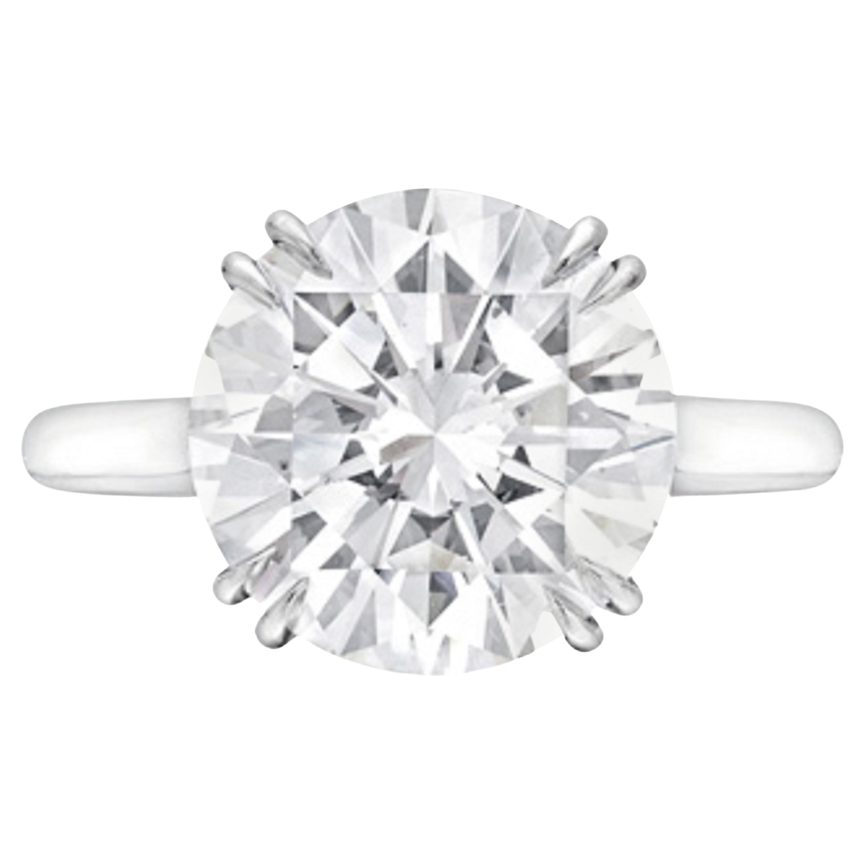 Bague en platine certifiée GIA de 10 carats de diamant rond taillé en brillant en vente