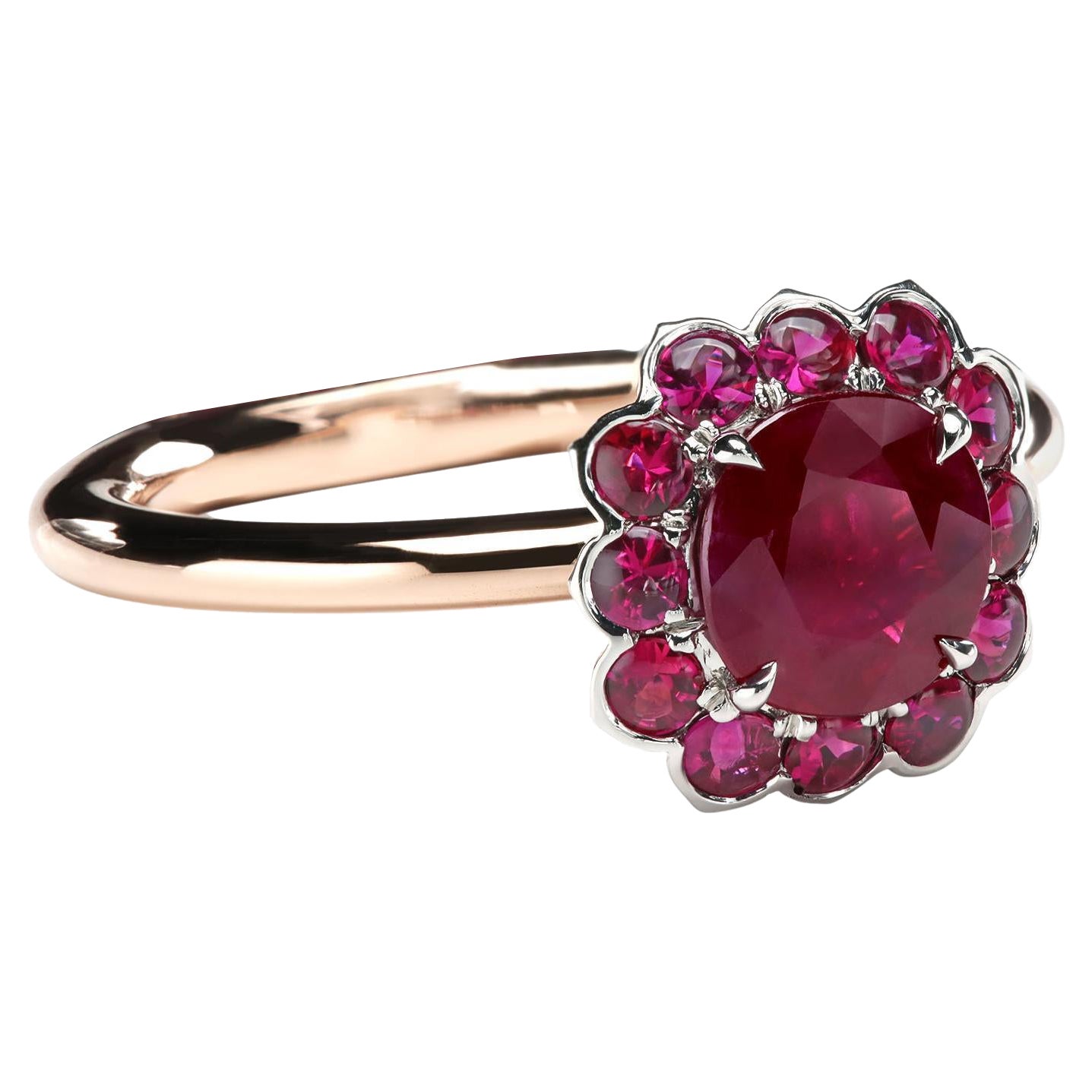 Flamingo Collection Ruby Ring in Rose Gold with Ruby Pave by Leon Mege For Sale