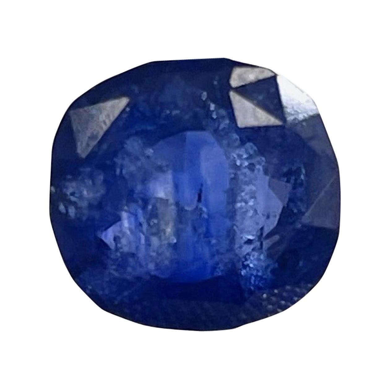 7.58 Carat Radiant Cut Intense Blue Natural Sapphire Loose Gemstone For Sale