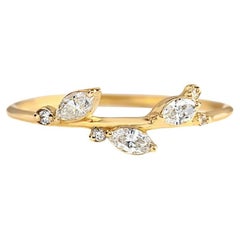 Cluster Moissanite 14k gold  Wedding Band.