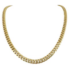 14 Karat Yellow Gold Hollow Men's Cuban Link Chain Necklace 