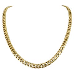 14 Karat Yellow Gold Hollow Men's Cuban Link Chain Necklace