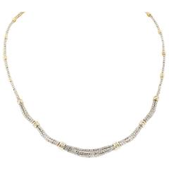 Diamond Three Row Gold Necklace 4
