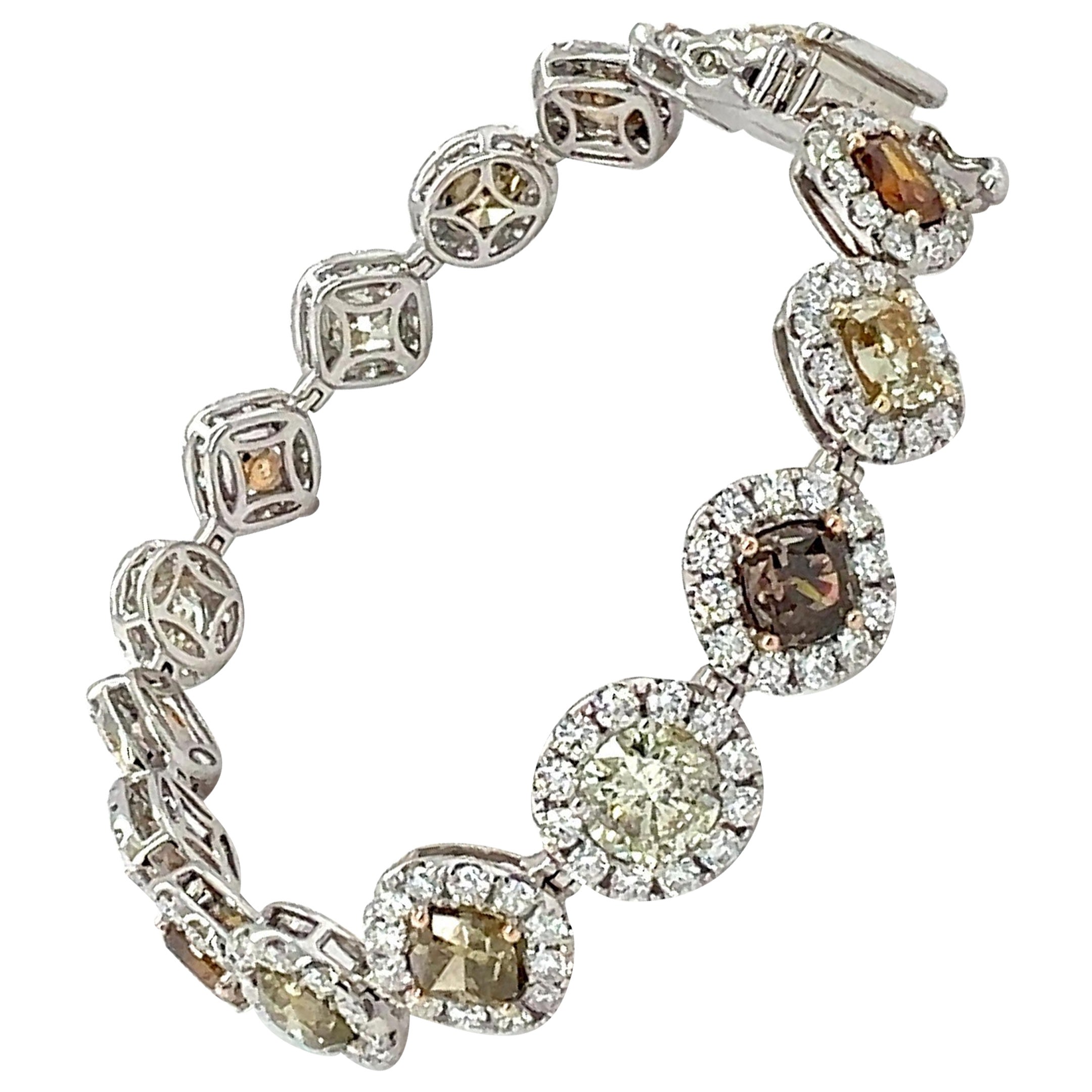 Natural 21.98 carat Multi color Diamond  Bracelet  For Sale