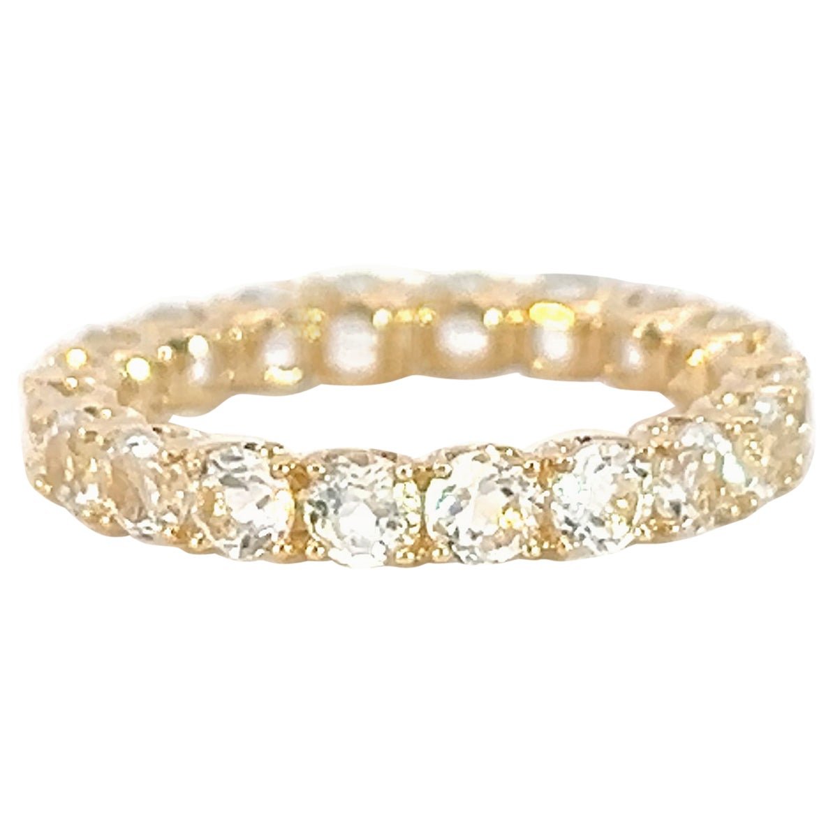 Classic 14k Yellow Gold 2.47 Carat Round Topaz Eternity Band Ring For Sale