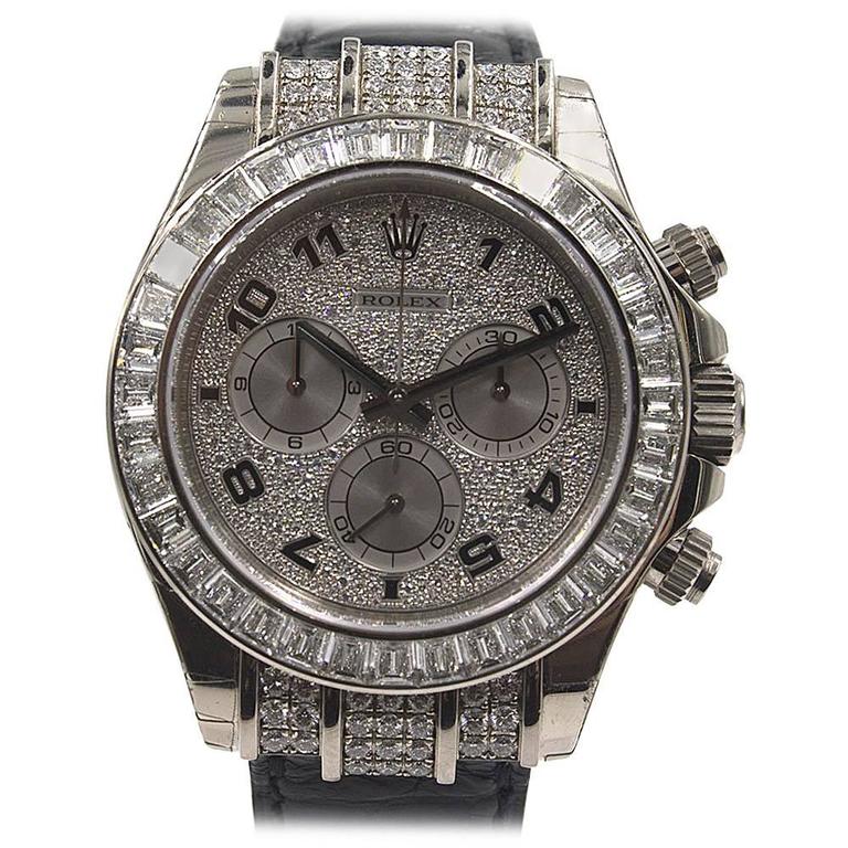 Rolex White Gold Diamonds Daytona Cosmograph Automatic Wristwatch at ...