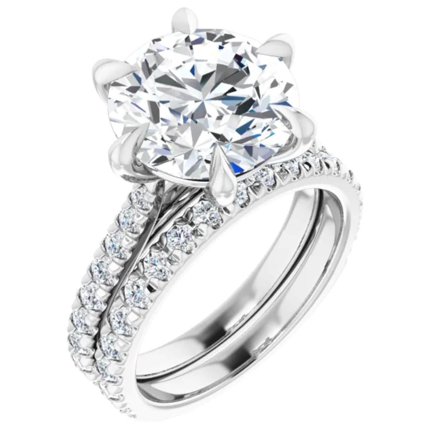 5 carat round accented engagement ring For Sale