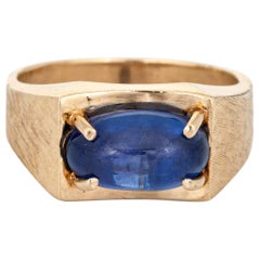 5,30 Karat natürlicher Ceylon Sternsaphir Ring Vintage 14k Gold Gr. 9 CERT No Heat, Vintage 