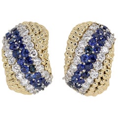 Van Cleef & Arpels Couscous Sapphire Diamond Gold Earrings