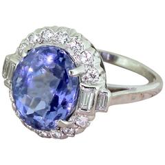 F & F Felger 6.35 Carat Natural Sapphire Diamond Cluster Ring