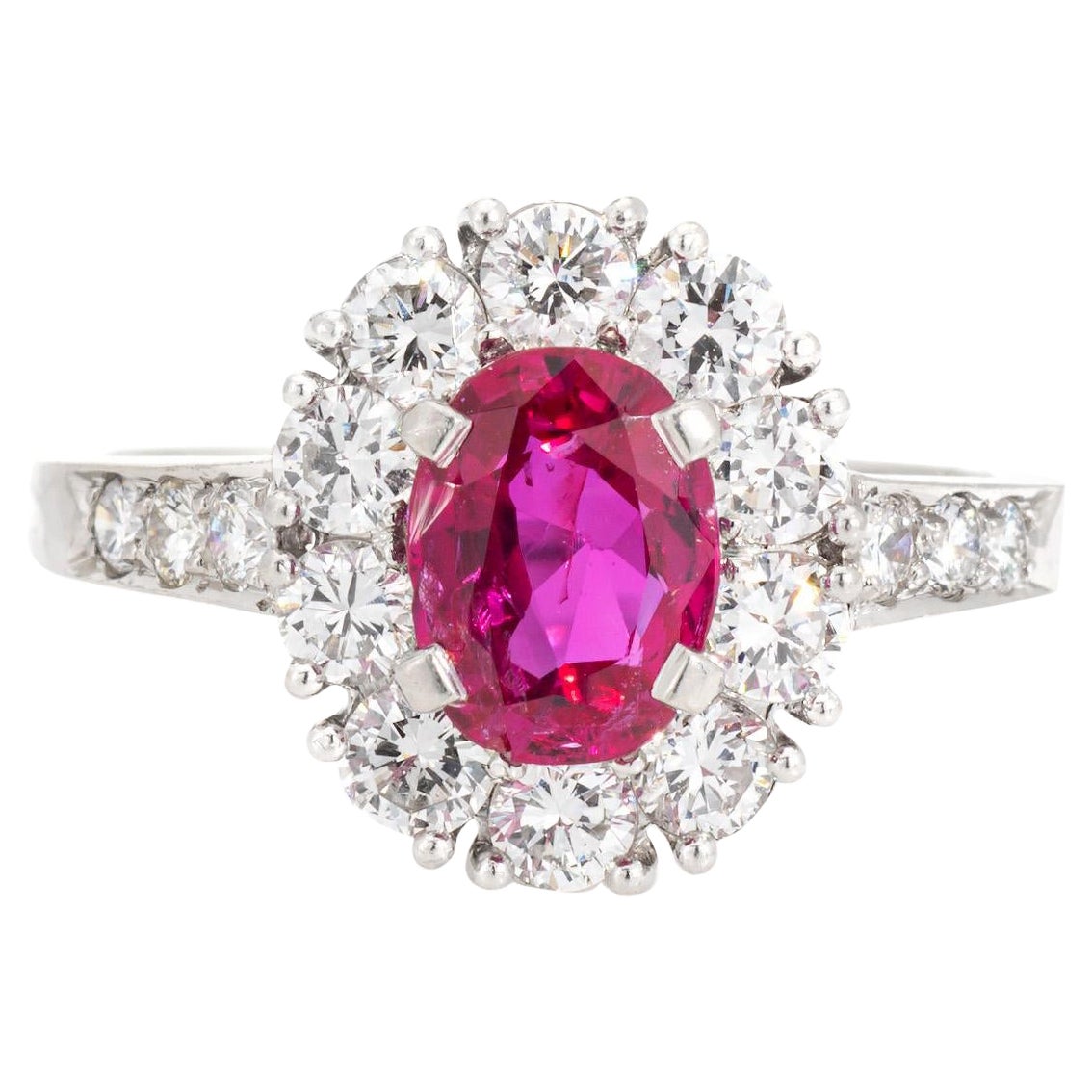 60s Tiffany & Co Burma Ruby Diamond Ring Platinum Sz 5.5 Gemstone Engagement  For Sale