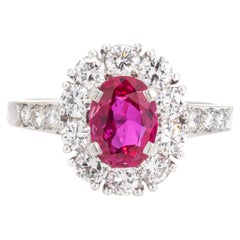 60er Jahre Tiffany & Co Burma Rubin Diamant Ring Platin Sz 5,5 Edelstein Engagement 