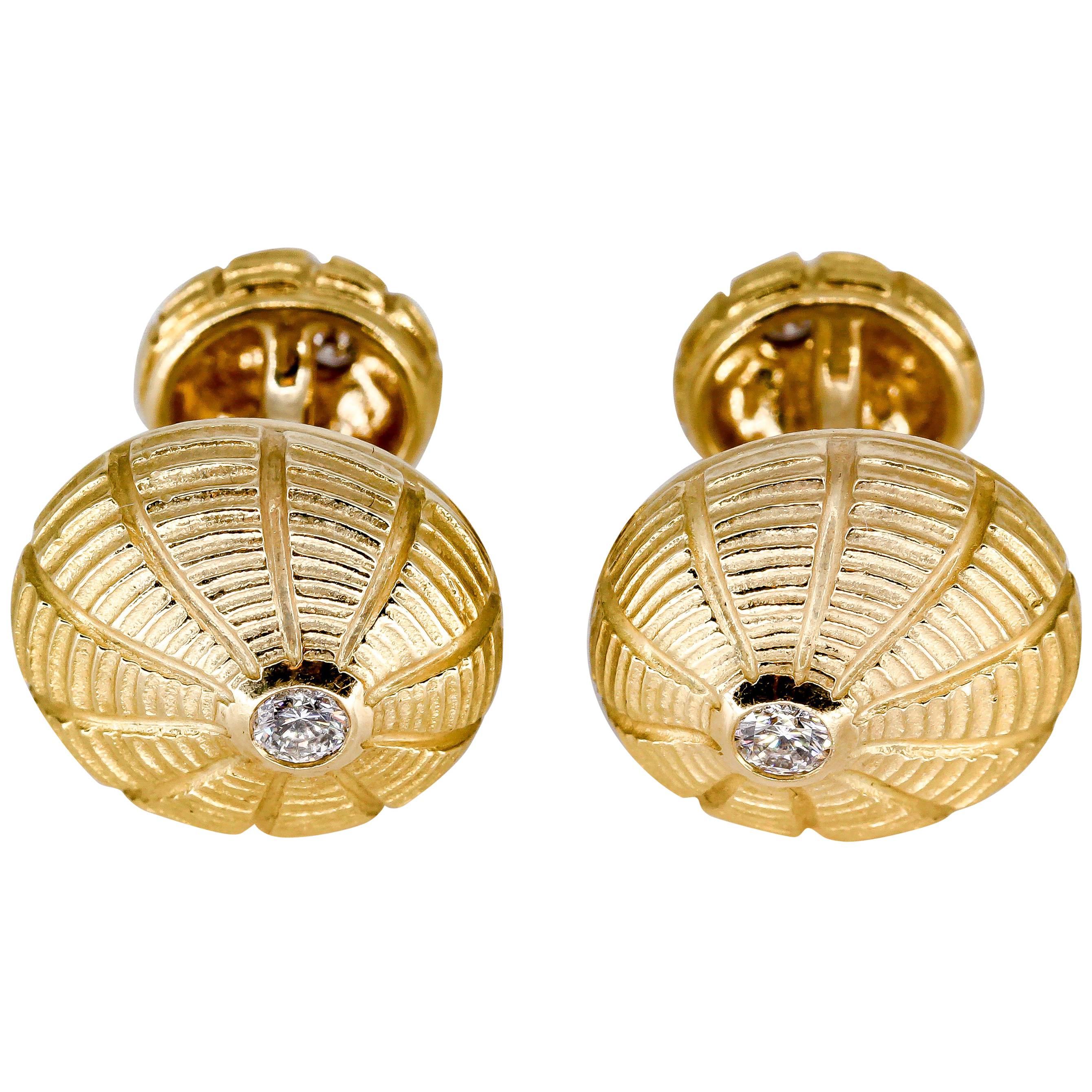 Tiffany & Co. Schlumberger Taj Mahal Diamond and Gold Cufflinks
