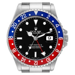 Used Rolex GMT Master II Blue Red Pepsi Bezel Steel Mens Watch 16710 Box Papers
