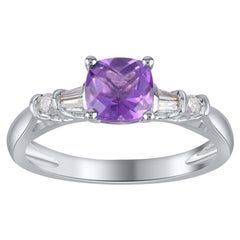 TJD 1,0 Karat Amethyst & Diamant 14 Karat Weißgold Solitär Jahrestag Ring