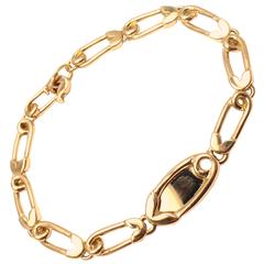 Vintage Hermes Safety Pin Link Chain Gold Bracelet