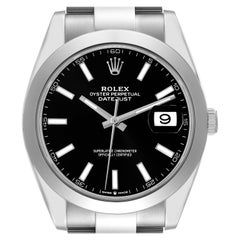 Rolex Datejust 41 Black Dial Smooth Bezel Steel Mens Watch 126300
