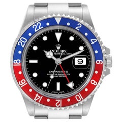 Used Rolex GMT Master II Blue Red Pepsi Bezel Steel Mens Watch 16710
