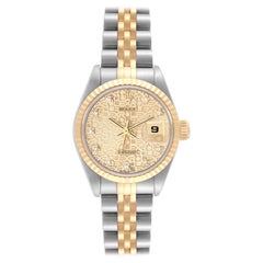 Rolex Montre Datejust anniversaire avec cadran en acier et or jaune pour femmes 69173